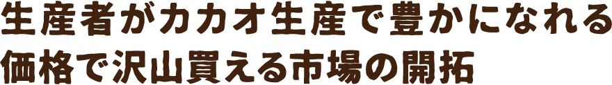 生産者がカカオ生産で豊かになれる価格で沢山買える市場の開拓